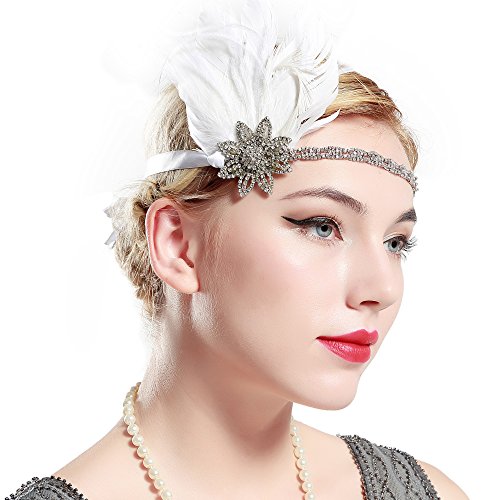 ArtiDeco Headband Gatsby, Bandeau Cristal 1920s Bandeau Plume Gatsby Flapper Accessoires Charleston Bandeau Année 20 Vintage Partie à Thème