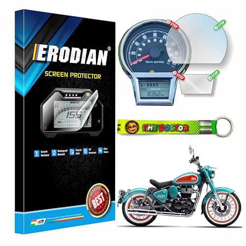 Image of Meter Display Screen Protector, Meter Guard for Goan Classic 350 Bikes | Scratch Resistant | Water Resistant | HD Clear Vision (1-Free Random 6 inch Keychain)