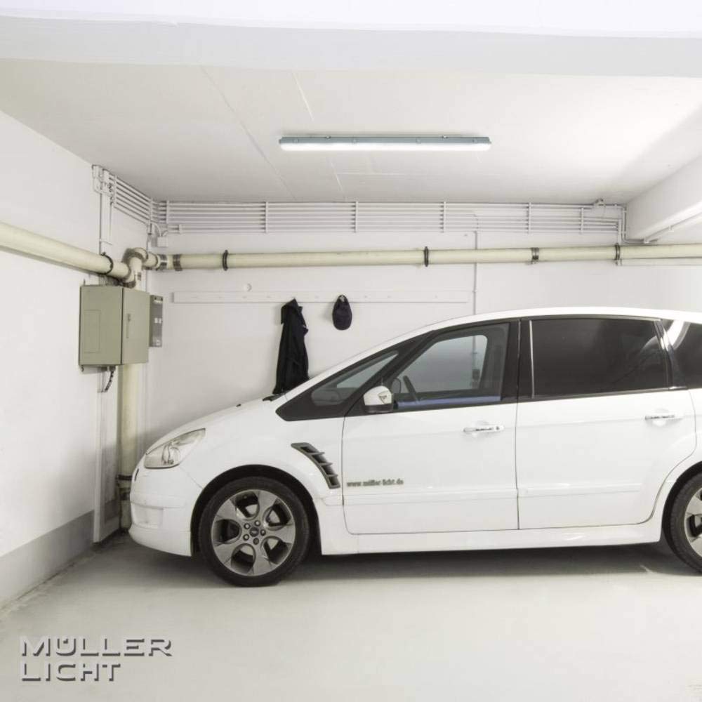 Müller-Licht Lampa LED do pomieszczeń wilgotnych 120 cm zapewnia najwyższy komfort oświetlenia – piękne neutralne białe światło (4000 K) dla optymalnego oświetlenia roboczego – 1 x 18 W żarówka LED – IP65 – szara