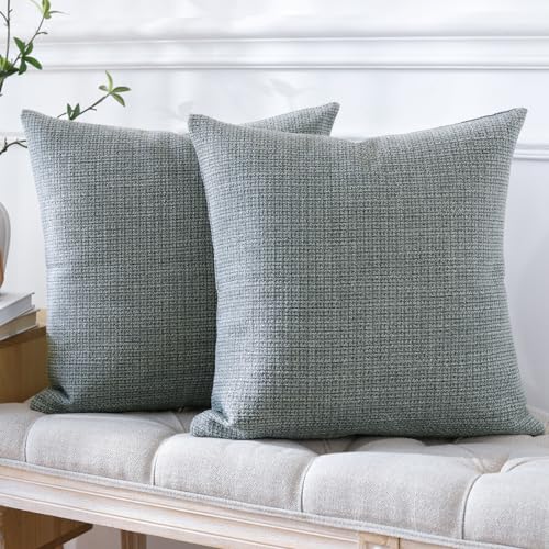 JOTOM Set of 2 Cushion Covers 60x60 cm Linen Dark Grey Decorative Throw Pillow Covers 24x24 Inch Square Cushion Case Home Decor Pillowcases for Couch Sofa Living Room Bed (Dark Grey) - Image 4