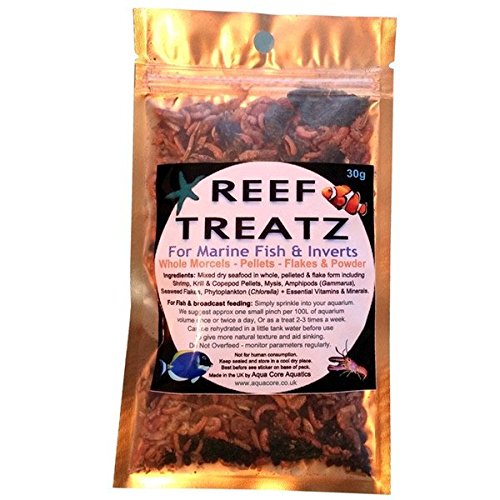 REEF TREATZO - Peces de marino, pellets, todo y copo – camarón, krill, misis, anfibios, algas nori