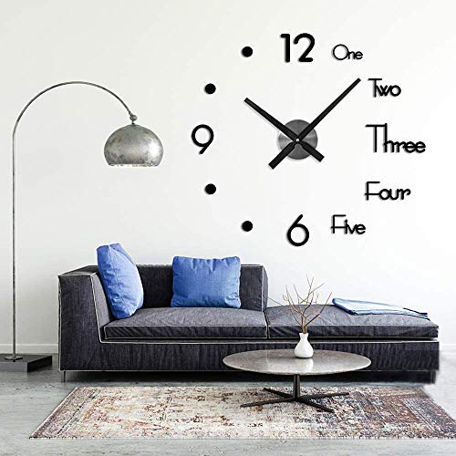 Afaneep Orologio da Parete Fai da Te 3D Moderno Frameless Orologio Grande Parete Decorazione Silenzioso Facile da Montare Parete Decorazione per Casa, Ufficio, Hotel - 2Anni di Garanzia