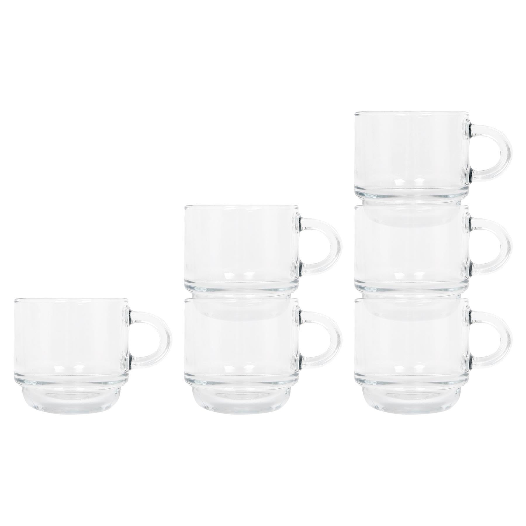 Lav Transparent 6X Clear 90Ml Cozy Stacking Glass Espresso Cups - Coffee Latte Tea Hot Chocolate Macchiato Drinking Mugs Glasses Set With Handle