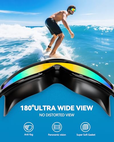 Image of Aegend New Adult Wide View Swim Goggles, Anti-Fog /UV No Leak Swimming Goggles with Ear Plugs for Men & Women