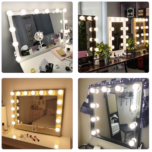 SICCOO Vanity Mirror Lights, 10 Dimmable Bulbs DIY Hollywood Style LED Makeup Mirror Lights with USB Cable, Lighting Fixture Strip for Makeup Dressing Table Bathroom Dressing Room etc, White