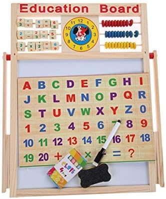 IndusBay® 2 in 1 Writing Board Slate Double Sided Educational Board with Magnetic Alphabets Numbers Maths Learning Toy for Kids