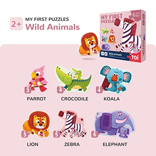 Image of TOI 6 Packs Large Piece Toddler Jigsaw Puzzles for Kids Ages 2-4 - Wildlife | My First Puzzle, Animal Shaped Floor Puzzles for Beginner, Preschool Learning Game, Educational Activity for Boys Girls Gift