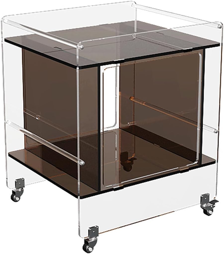 Transparent Acrylic Mobile Side Table with Wheels - Multifunctional Storage & Stylish Home Decor (Blue)