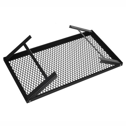 Generic Folding Campfire Grill, Heavy Duty Folding Grill, Portable Camp Fire Cooking Racks for Outdoor Camping Cooking Fire Pit, Personal Folding Grill for Garden Balconies (Black)