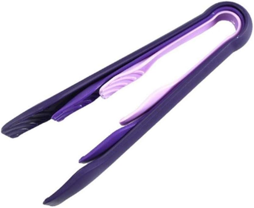 3 Pieces/set of Candy Color Plastic Food Tongs Non-slip Heat-resistant Kitchen Barbecue Tool Accessories(E)