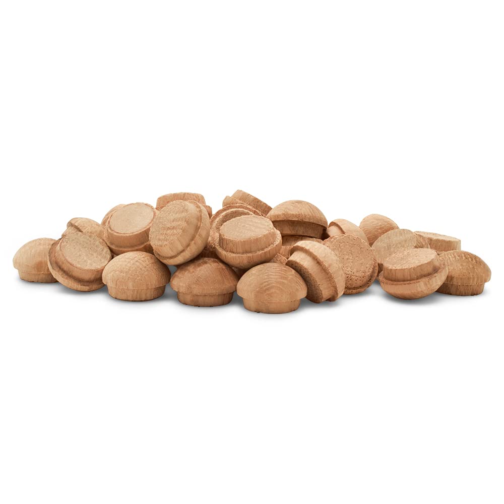 Wood Hole Plugs 1/2 inch, Pack of 250 Oak Button Top Wood Plugs for Screw Holes, by Woodpeckers