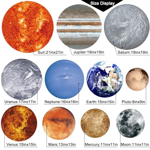 Qupace 11 Pcs Planet Space Pillows Covers for Kids Room,Round Pillow Covers for Living Room,Space Outer Space Cushion Cover for Outdoor,Outdoor Game Pillow Covers by Qupace - Image 2