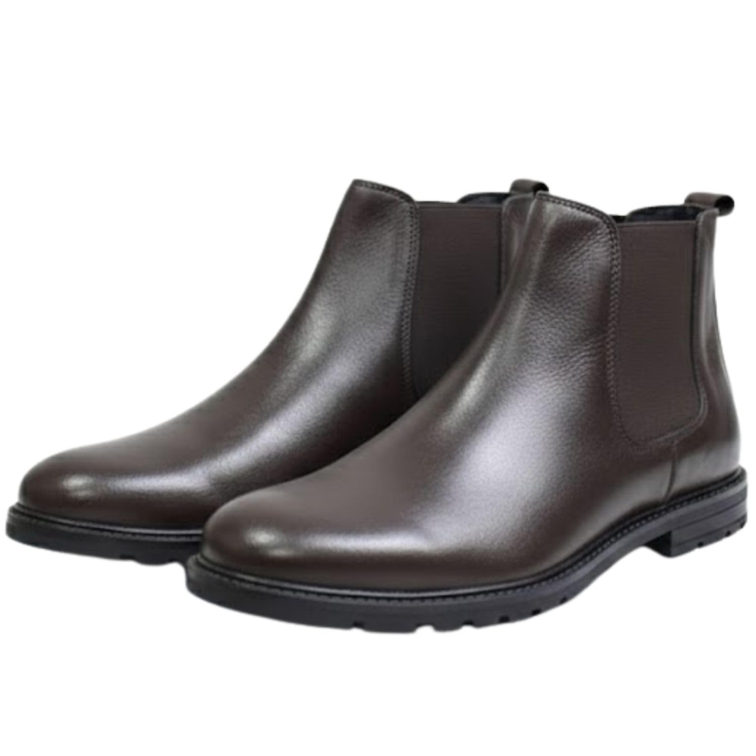 Men's Round Toe Pull On Elastic Side Genuine Leather Upper Chelsea Boot Cushioned Insole-image-45