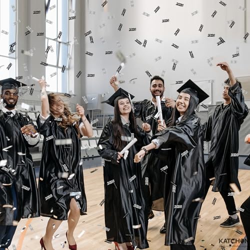 Image of KatchOn, Black and Silver 2026 Confetti - Pack of 500 | Graduation Confetti 2026, Balck and Silver Grad Party Supplies 2026, Graduation Decorations 2026, 2026 Graduation Table Decorations