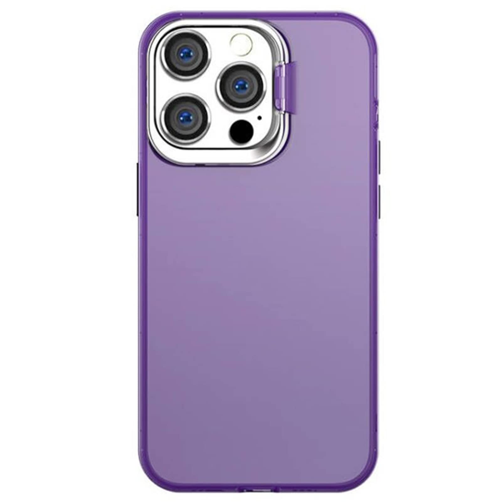 DENSUL Back Case for iPhone 14/14 Pro/14 Plus/14 Pro Max, Durable PC Case, Metal Support for Lens Protection, Anti -Scratch Anti -Fall Ultra -Thin Grip Phone Cover,Purple,14 pro max 6.7''