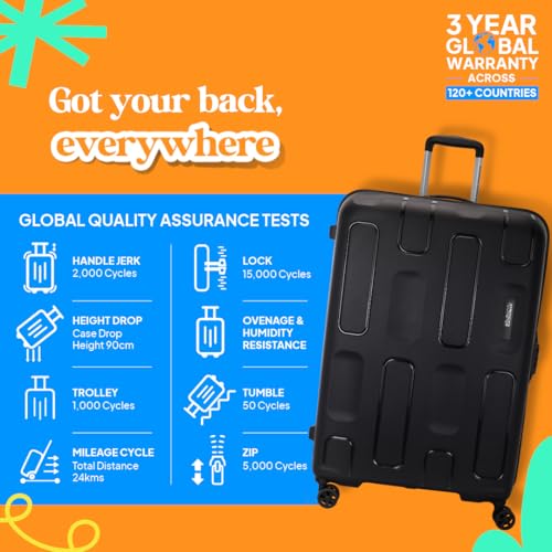 Image of American Tourister Ivy 2.0 | Large Size Check-in Trolley Bag (79 cm) | 360 8 Wheel Travel Luggage | Hard Case Polypropylene (PP) Suitcase | Combination Lock | Black