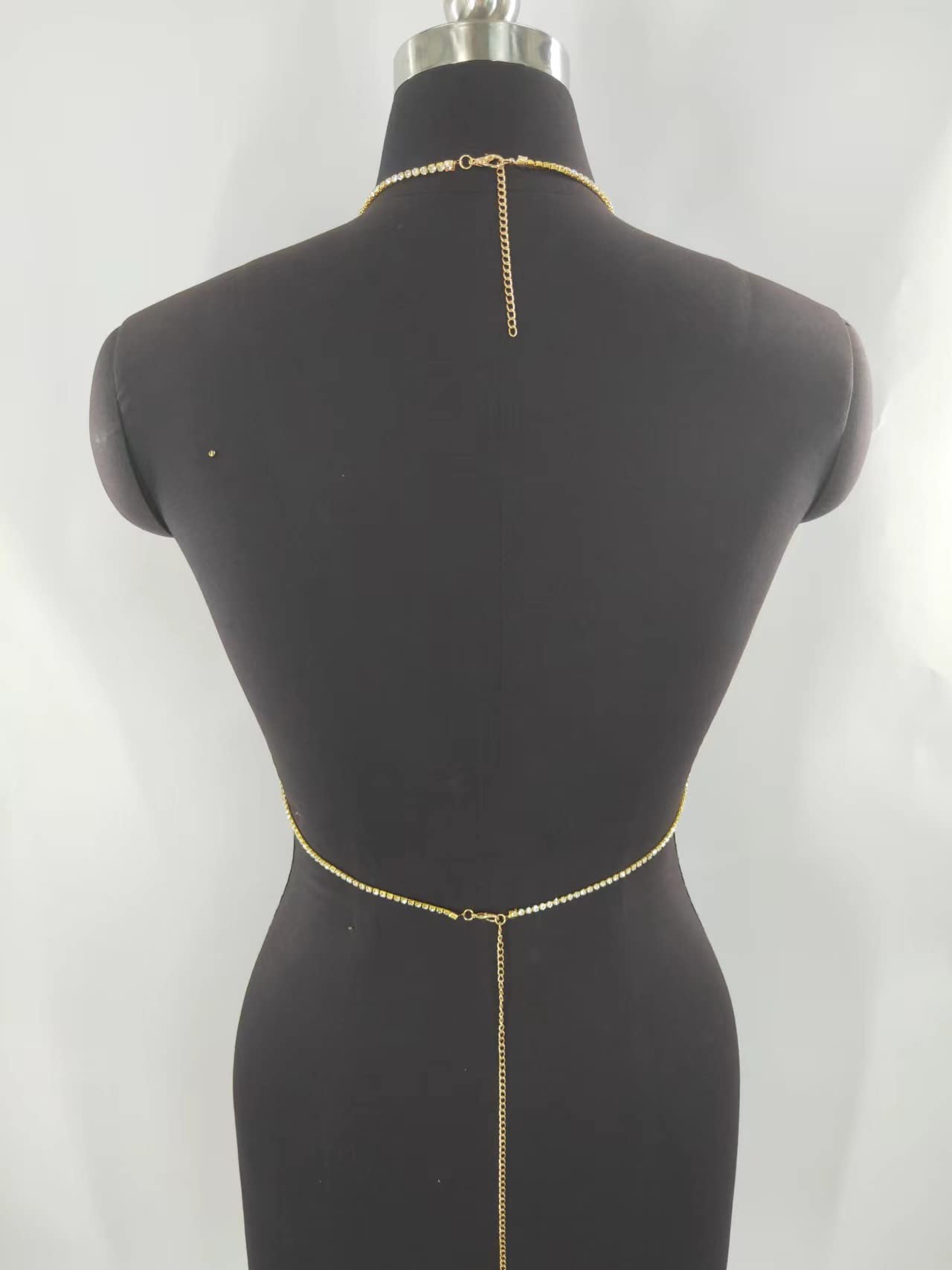 RWRAPS Sexy Kette für Damen, Brustkette, Diamanten, Strand-BH-Kette, Kristall-Bikini-Dessous-Dekoration, golden