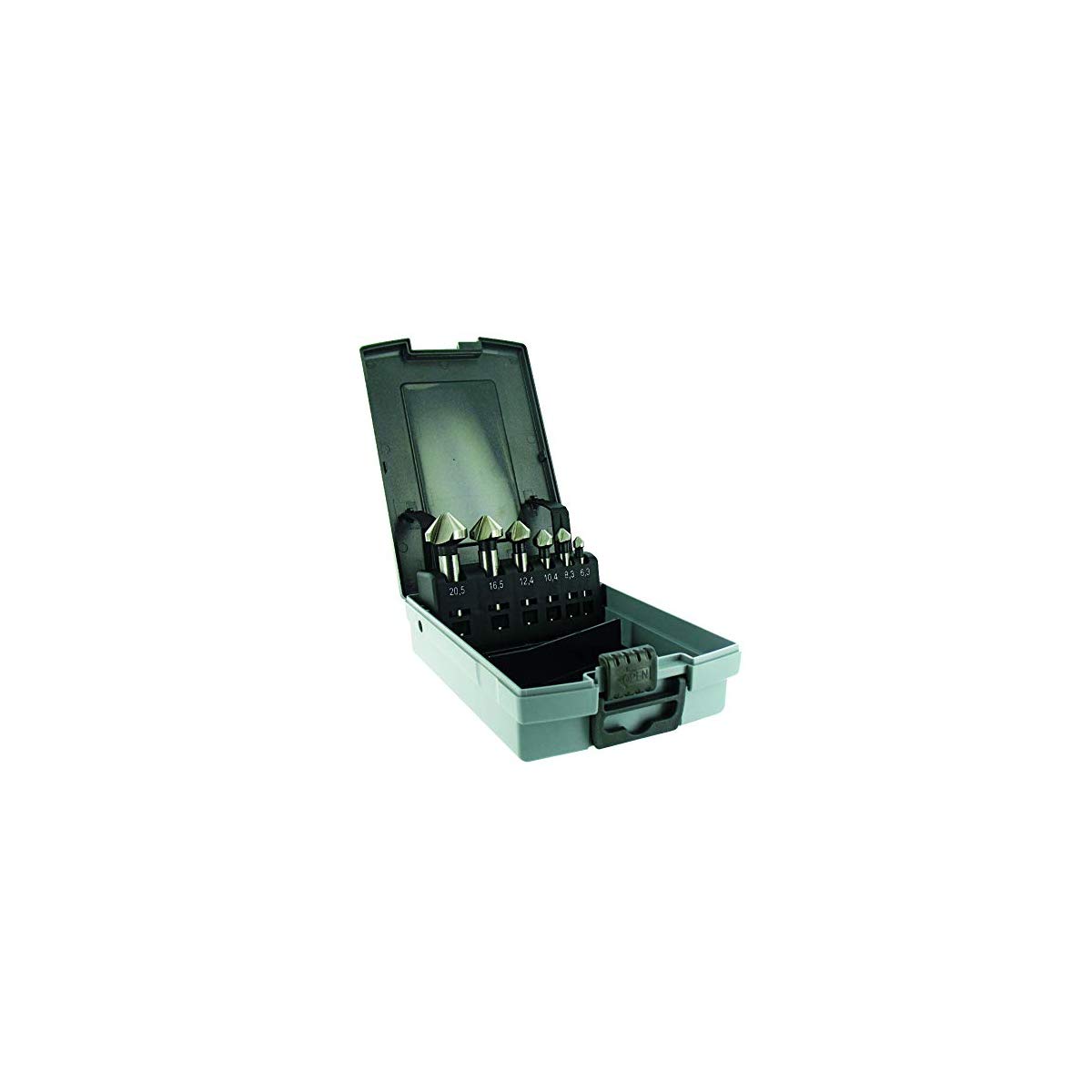 Coffret TIVOLY de 6 fraises à noyer DIN 335C HSS Cobalt 5% à 90° Ø 6,3 à 20,5 mm