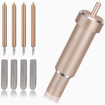 Amazleer Premium fine-cut blade + housing for Cricut Explore Air/Air 2/Maker 3   replacement blade set with 4 precision knives and housing 2 x 45  & 2 x 60  blades gold