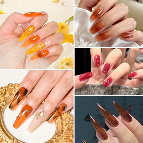 Set de Esmaltes de Uñas Gel Jelly 8 Piezas Tonos Nude y Marrón miniatura 2