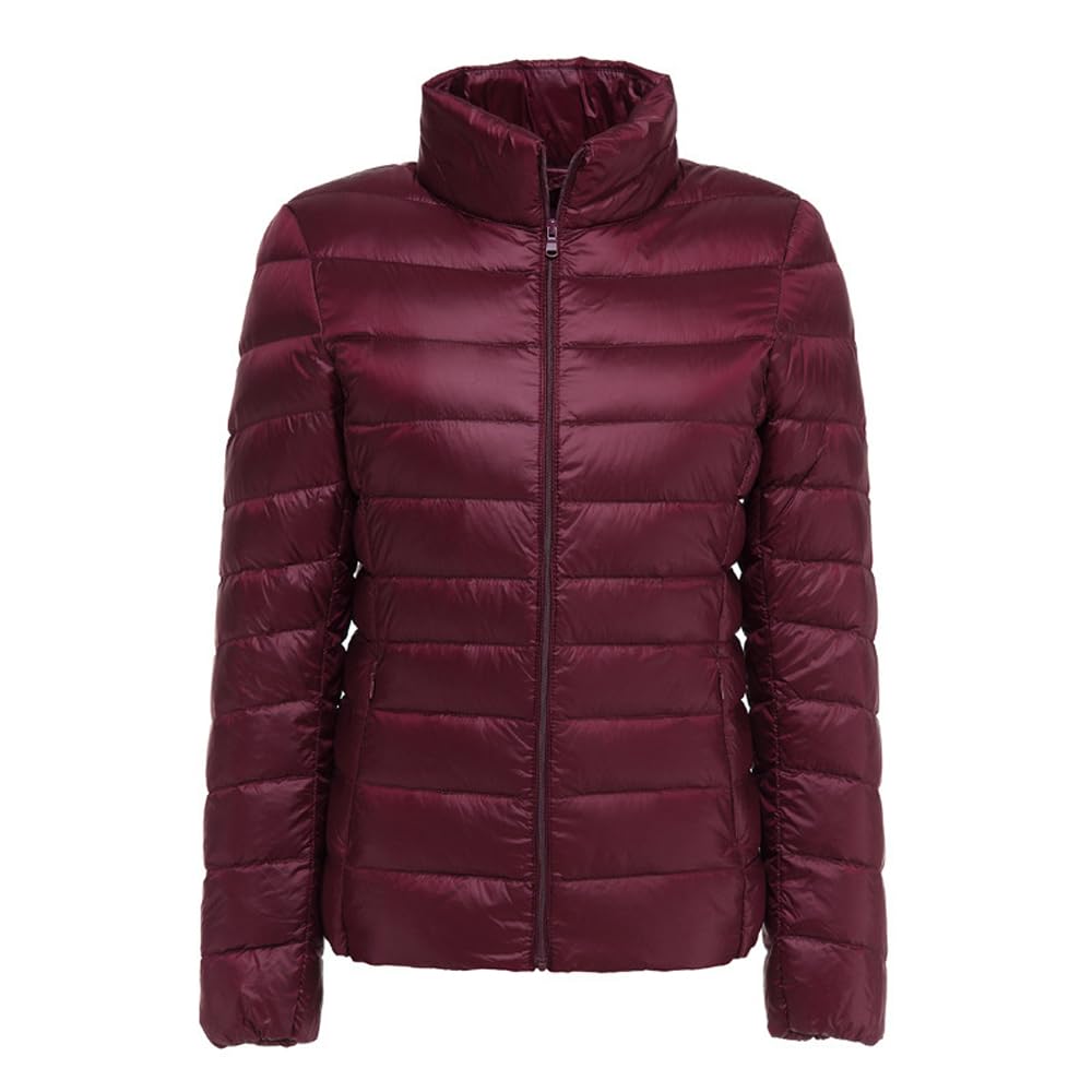 Chaqueta de plumón Ligera y compacta de Invierno para Mujer, Acolchada, con Cuello Alto, Cortavientos, cálida y de montaña, Corte Entallado.