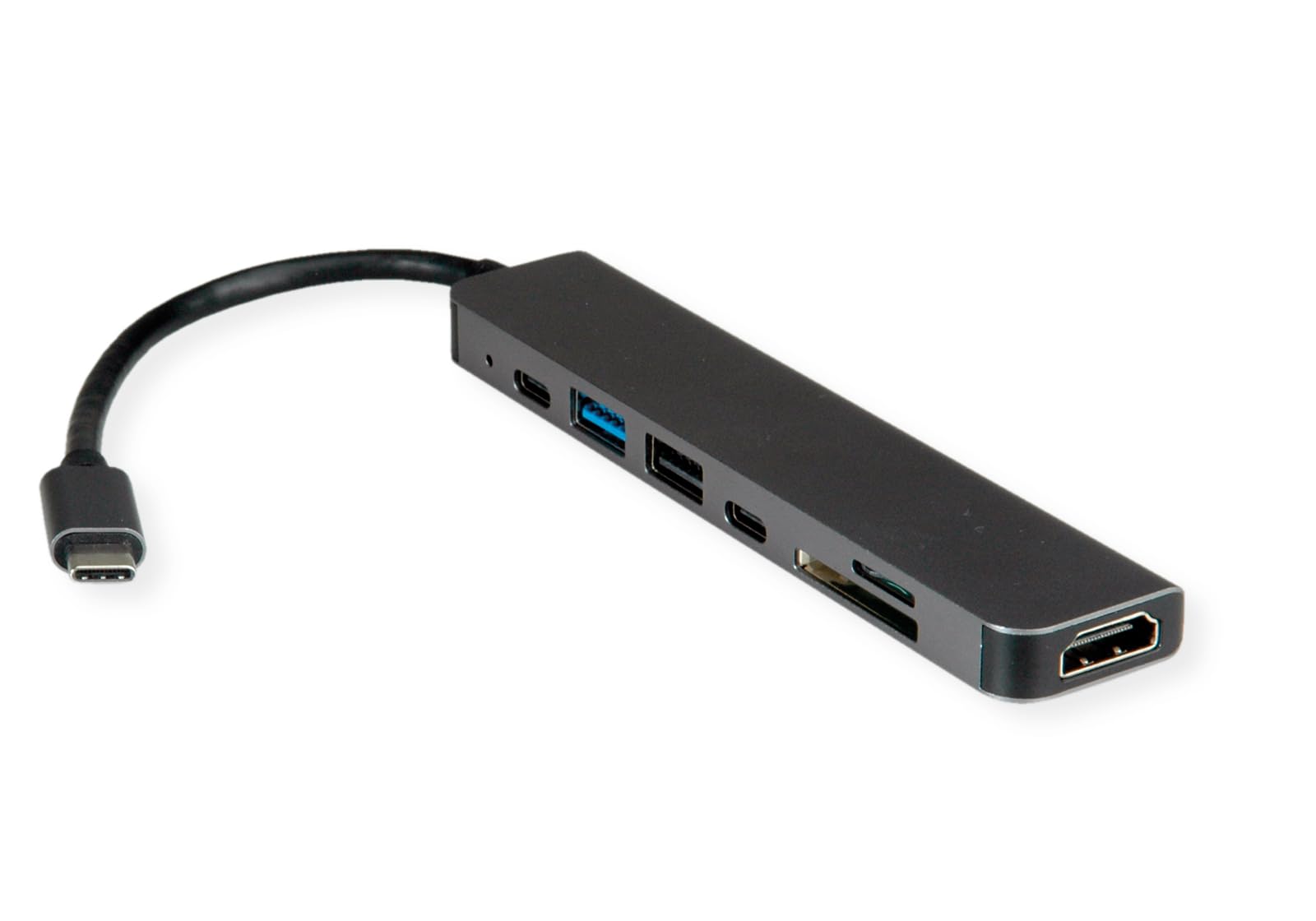 VALUE USB Type C Docking Station, HDMI 4K60, 2x USB 2.0 (A+C) + 1x USB3.2 Gen1 (A), 1x PD, 1x SD/TF