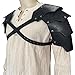 HiiFeuer Medieval Faux Leather Double Pauldron, Vintage Mercenary Knight Shoulder Armor for LARP/Cosplay Ren Faire (Black A)