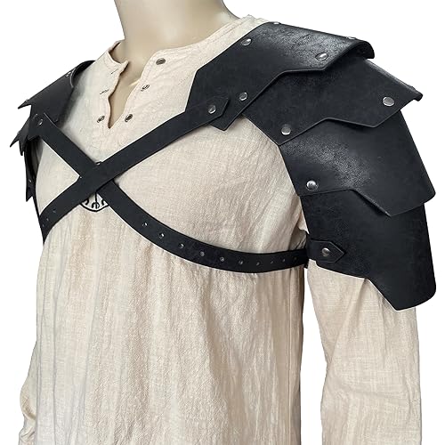 hiifeuer medieval faux leather double pauldron vintage mercenary knight shoulder armor for larpcosplay ren faire