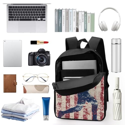 Vintage U.S.A. Flag Baseball Unisex Backpack 17" Casual Daypacks Simple Shoulders Bag for Camping Hiking Travel Gear3