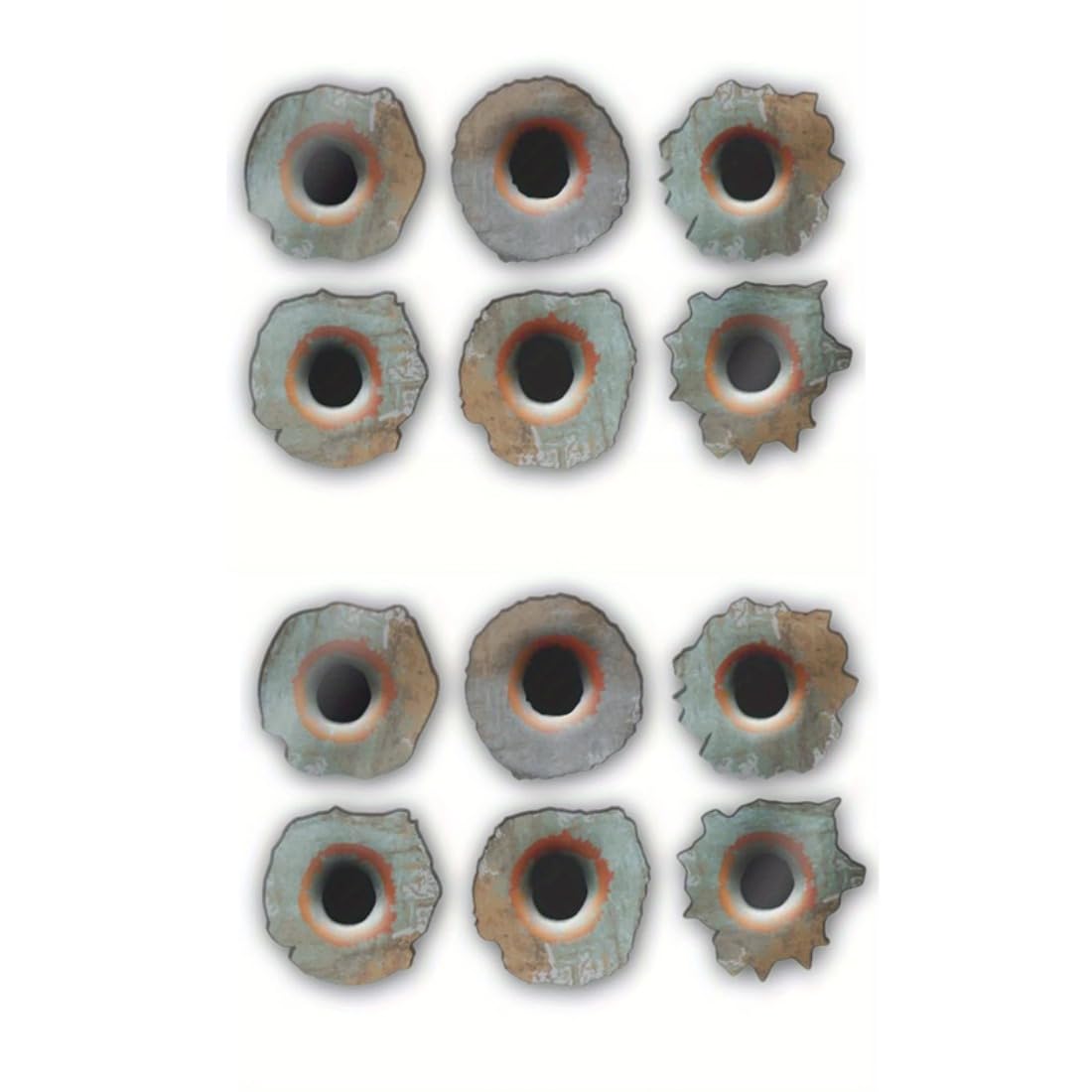 12er-Pack rostige Kugellochaufkleber, 4x4cm, wasserdichter Autoaufkleber für Stoßstange, Karosserie, Tür, Fenster - Erstellen Sie einen realistischen Effekt für kreative Szenen |# AZ126