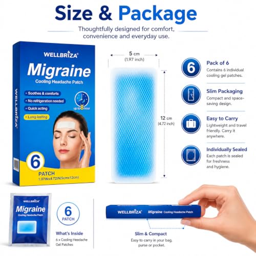 Image of Migraine Relief Cooling Gel Patch for Forehead, Reusable Cooling Comfort Patch, Soft Hydrogel Head Cooling Strip, Suitable for Head Relaxation, Portable Pack of 5
