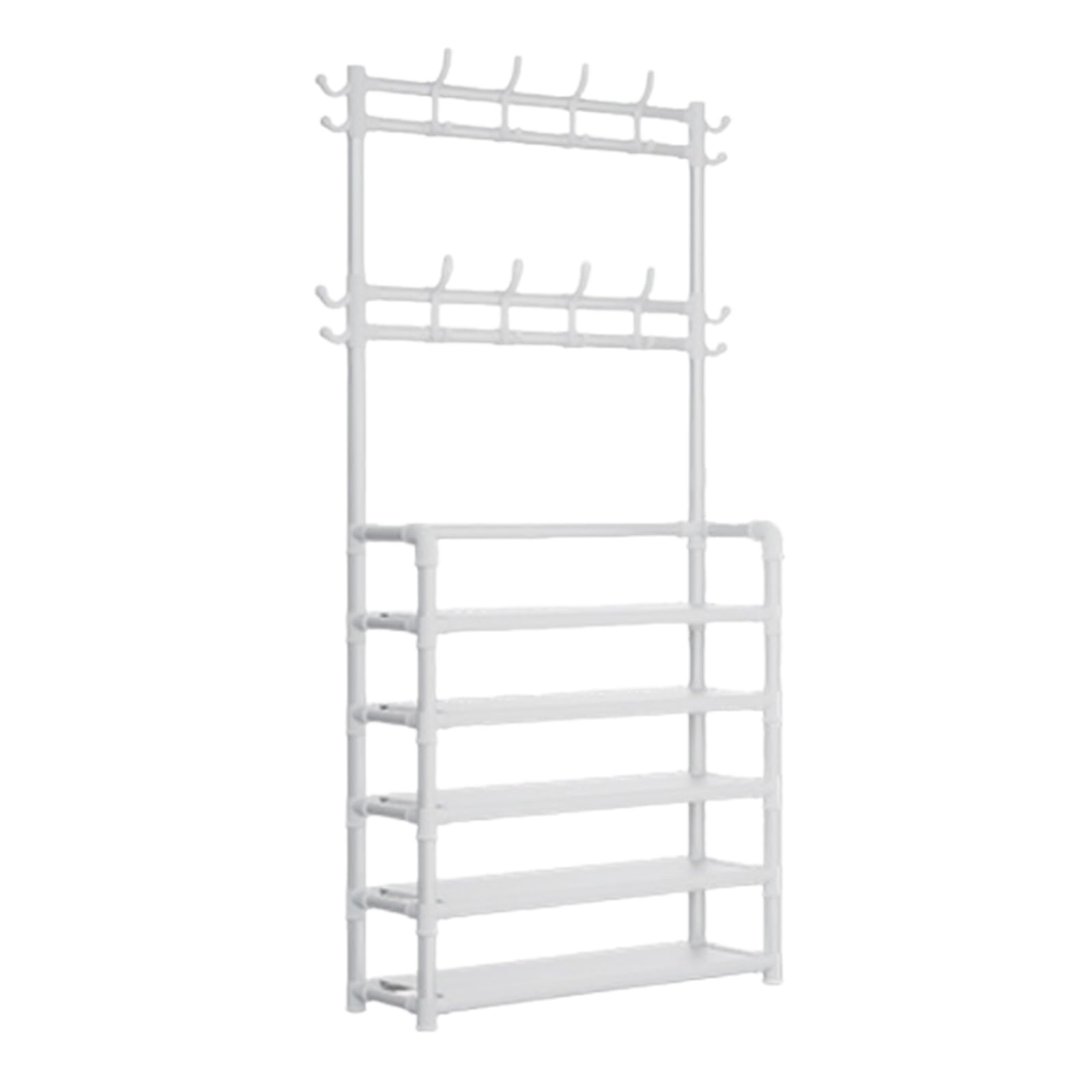 HYLYGFH Metal Hall Tree Coat and Shoe Rack Entryway with 5 Tier Shelf 16 Hooks and Umbrella Stand