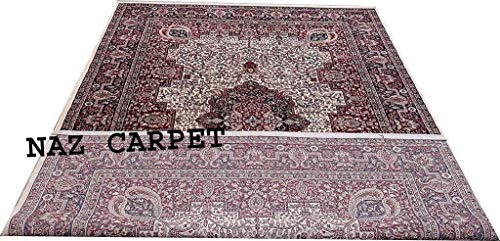Image of Kashmiri Traditional Woollen Carpet with Advanced 1 Inch Thickness & Classical Look 240x335cm (8x11 Feet) Color Ivory