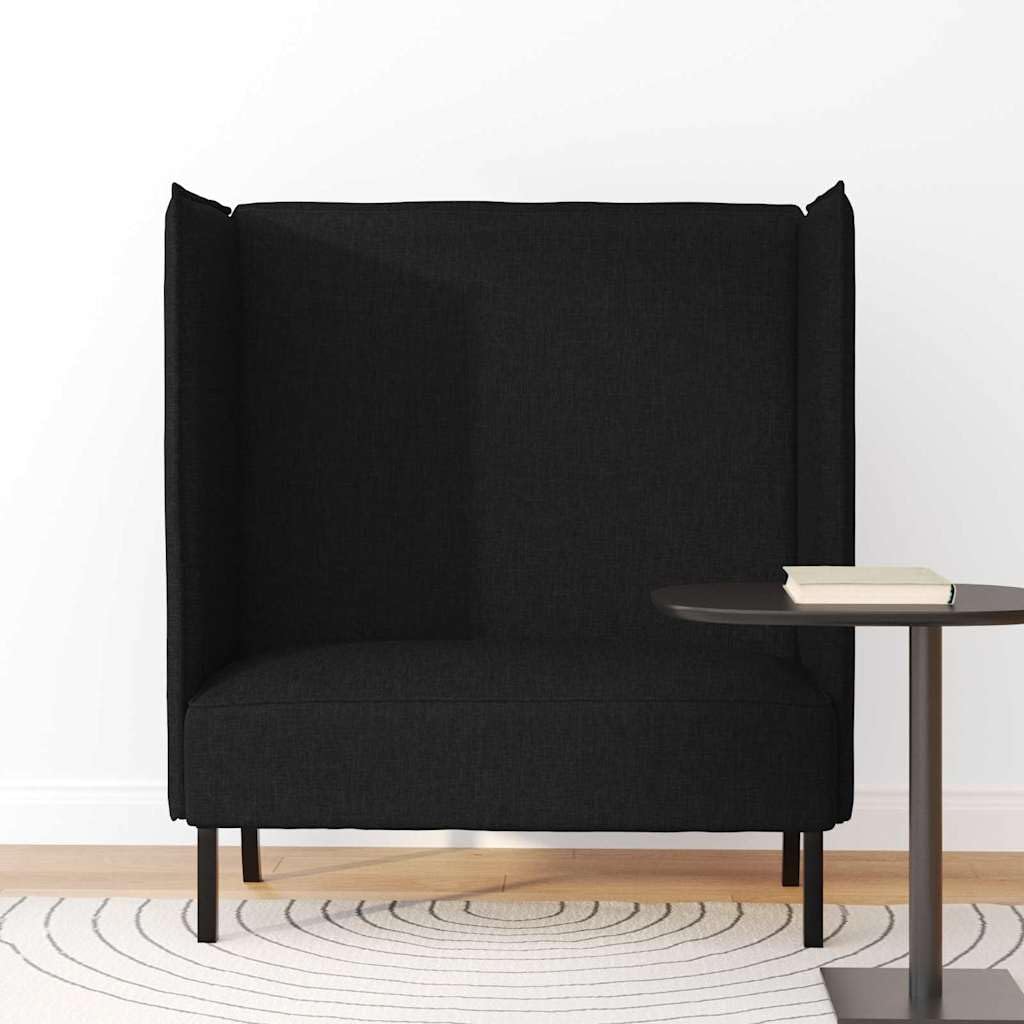 Sofá de dos plazas, tejido negro, 101 cm