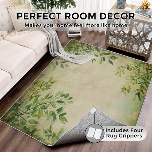 Tapis entree interieur feuilles vertes 60x90 lavable et antiderapant - 6