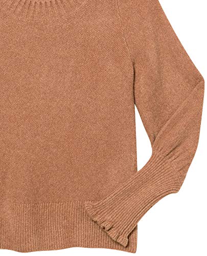 Goodthreads Women's Mid-Gauge Stretch Long Ruffle Sleeve Scoop Neck Sweater, Caramel, Medium #TOP5