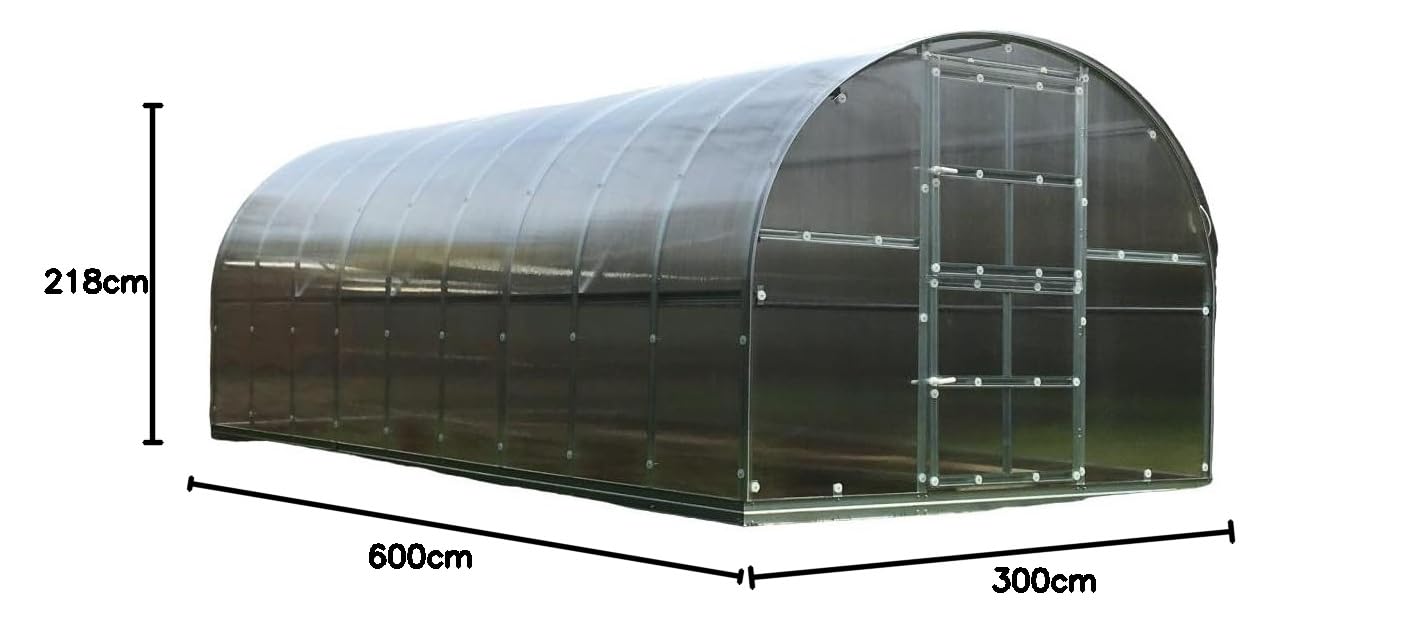 Serre KLASIKA 18 (3 x 6 m) avec fondations et polycarbonate 6 mm