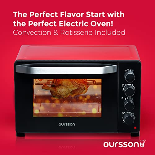 Mini-oven, elektrisch, convectie, roest, staande oven, draaispies, binnenverlichting, dubbele beglazing, capaciteit 38 liter, 2000 W, 12 kookcombinaties, rood - Afbeelding 3