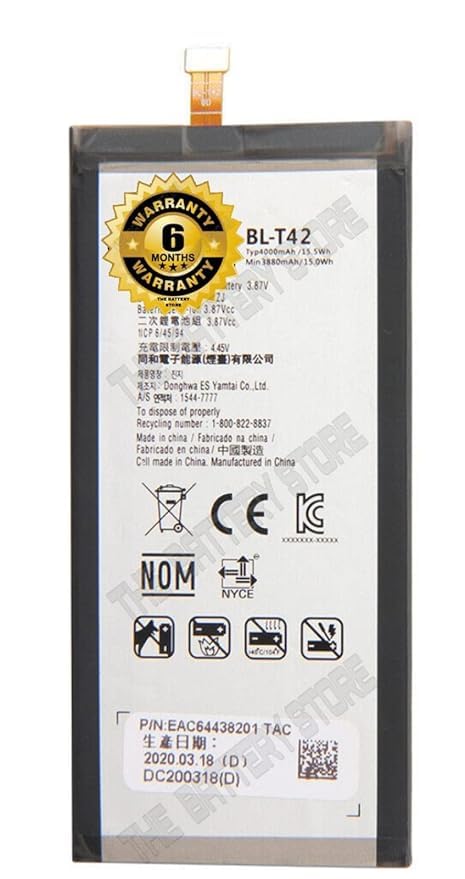Image of THE BATTERY STORE Original BL-T42 Battery for LG V50 ThinQ 5G / V50s ThinQ / G8X ThinQ 4000mAh Battery with 6 Month Warranty***(DD10)