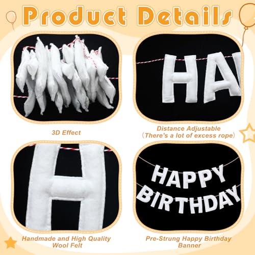 Image of Mindsoft Felt Happy Birthday Garland Rainbow Banner Reusable Happy Birthday Sign Party Supply for Party Decor(White Color,Normal)