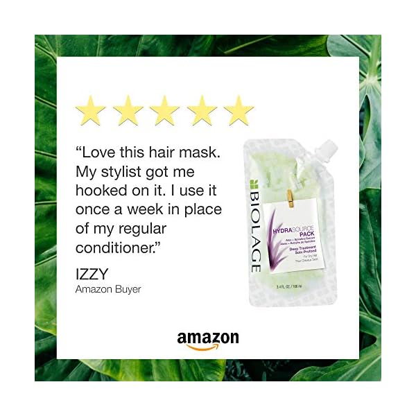 Biolage Hydra Source Deep Treatment Pack | Leave-In Hair Mask | Nourishes Dry Hair | With Aloe | Vegan & Paraben-Free | For Dry Hair | Vegan | Cruelty Free | Hair Treatment | 3.4 Fl. Oz