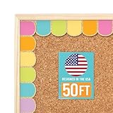 50ft Bulletin Board Borders Trim - Classroom Borders for Bulletin Board Decorations, Teacher Supplies for Classroom Decor Preschool, Kindergarten & Elementary, Pastel Scalloped Boarders