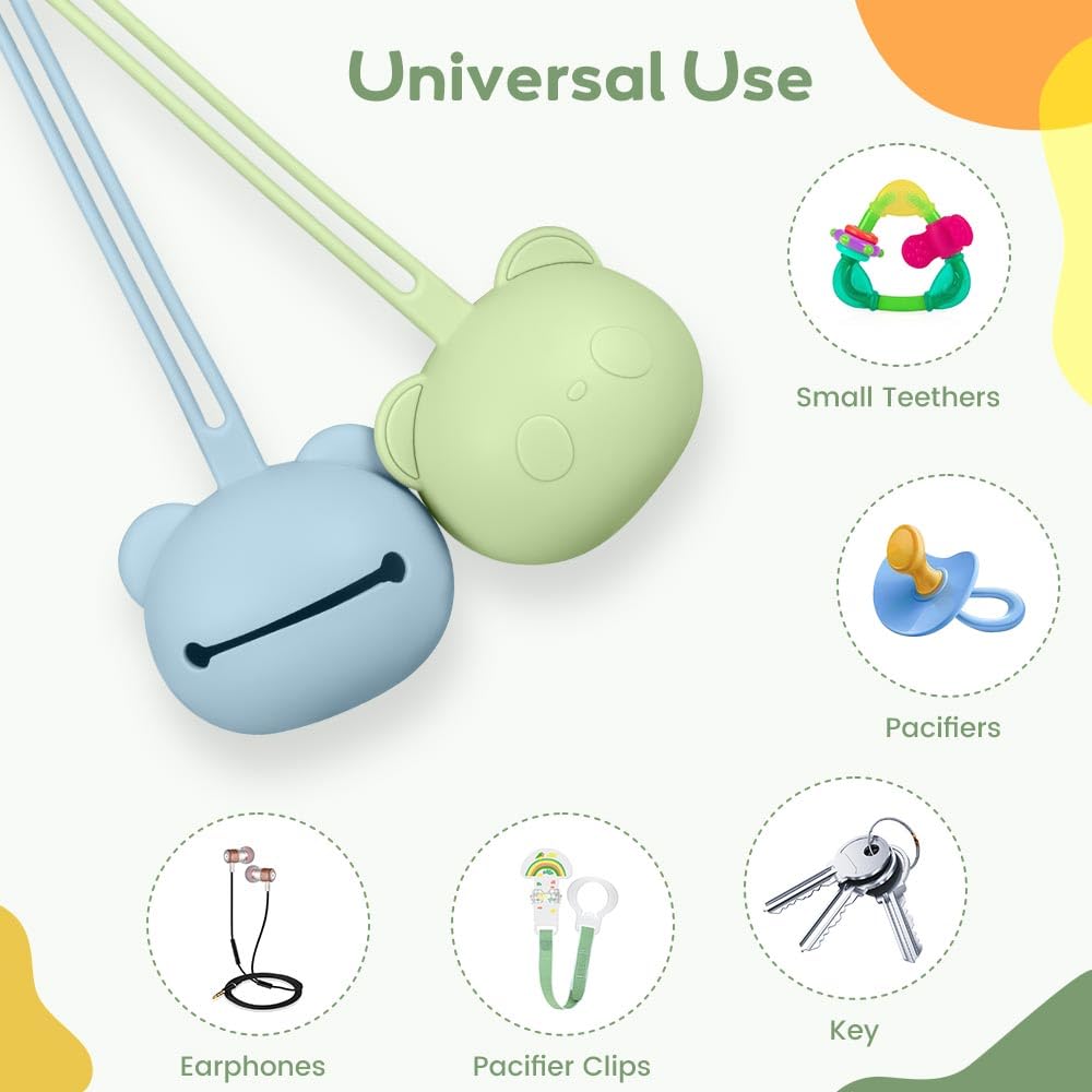 Lot de 2 Boite a Tetine Bebe Silicone pour Bébé, Boite a Sucette Bebe Sans BPA en Silicone pour Sucette, Range Portable Tétine Bébé pour Voyage- Bleu et Vert