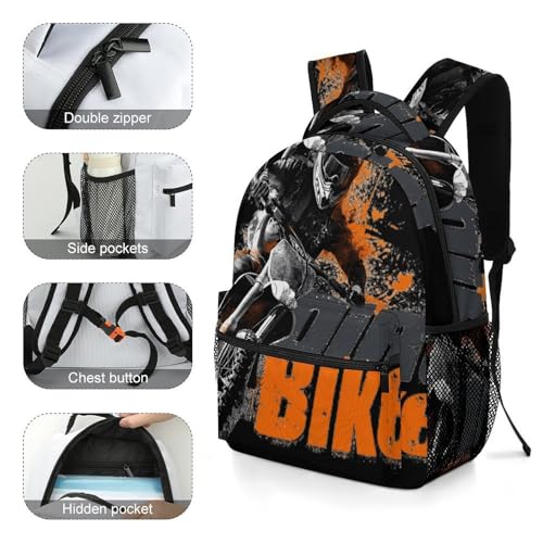 Dirt Bike Mountain Motorcycle Unisex Backpack Casual Daypacks Lightweight Shoulders Bag for Camping Hiking Travel4