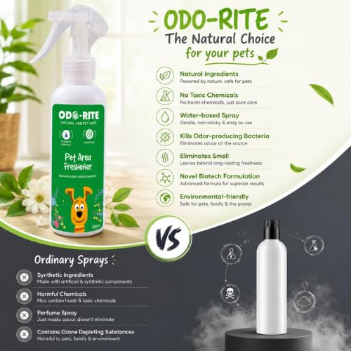 Image of odo-rite Pet Area Freshener- 200Ml | Pet Odour Remover | Pet Safe & Child Safe | Bio Technological Based | Skin Safe | Urine Smell Remover | Can Be Used On All Surface, Aerosol