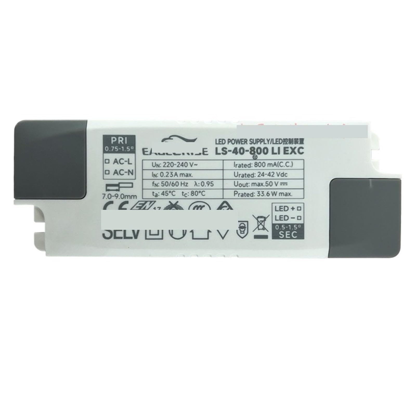 PWANUIGTE LED lamp Driving Power Supply Constant Current Isolation Switch Transformer 40W 950ma Ballast Voltage: 111V~240V(40W 800ma EXC)