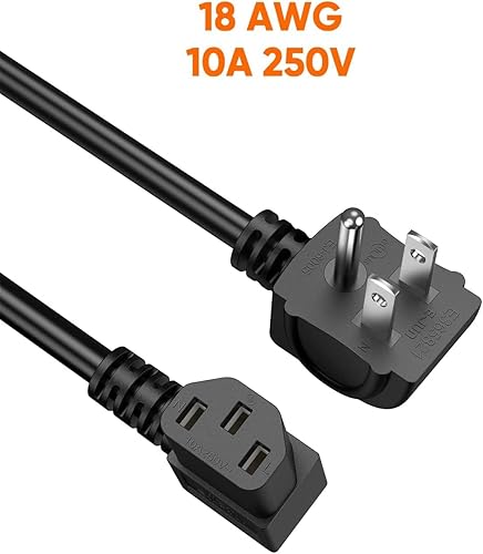 Miniatura 6 de CableCreation Cable de alimentación universal de 3 pies 18 AWG para NEMA 5-15P tipo ángulo a cable de ángulo IEC320 C13, 3.0 ft  negro Paquete de 3