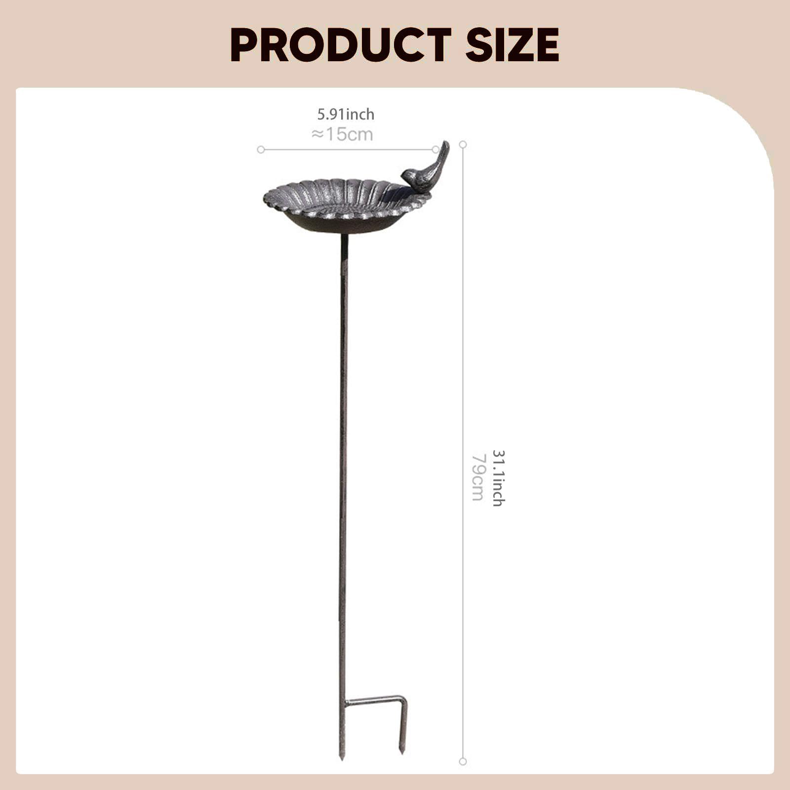 Sharplace Bebedero para Aves de Hierro en Forma de SPA Cuenco para Pájaros Decorativo para Exteriores Comedero con Soporte Estable Apto para Patio Césped Y Orna, 8683