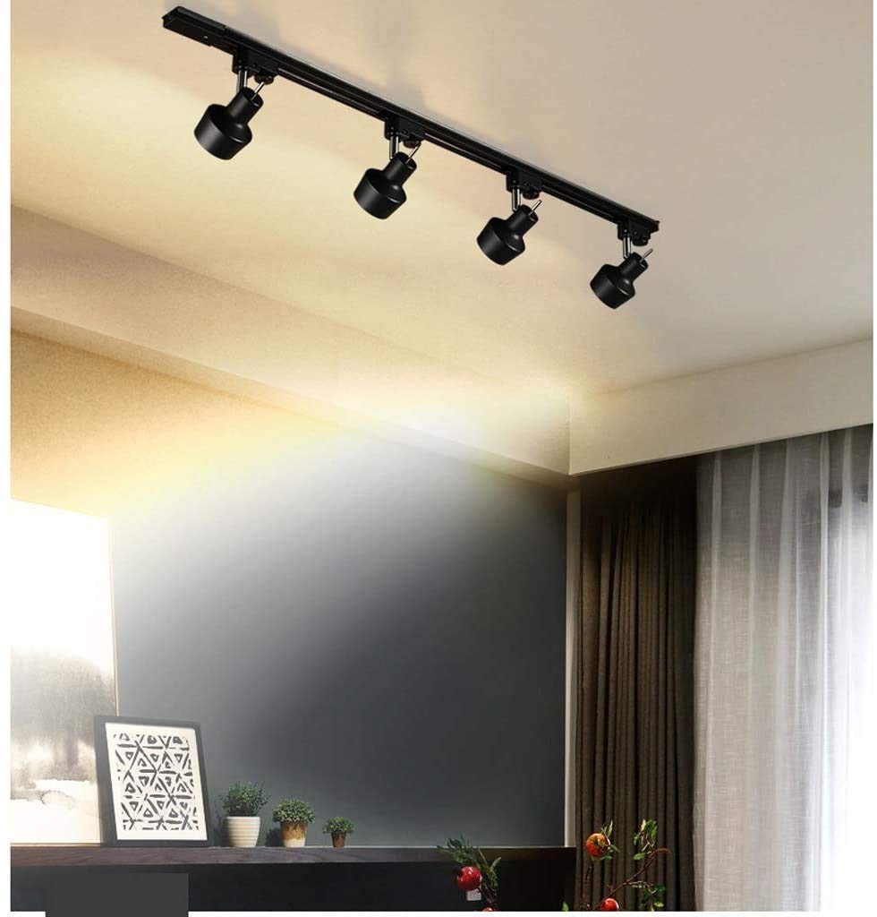Spots LED Éclairage sur Rail Projecteur de Plafond à 3/4/6 Voies Têtes de lumière rotatives Flexibles, Salon, Vestiaire Cuisine Kit d'éclairage sur Rail LED, Comprend Une