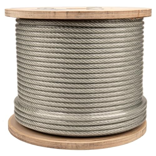 ROPE & CORD Galvanized Steel Cable – 328 ft Wire Rope for Rigging, Towing, and Lifting – 7 X 19 Coated (5/16 Inch)